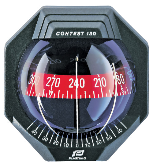 Contest 130 Sailboat Compass Black, Bulkhead Vertical Mount, Red Card