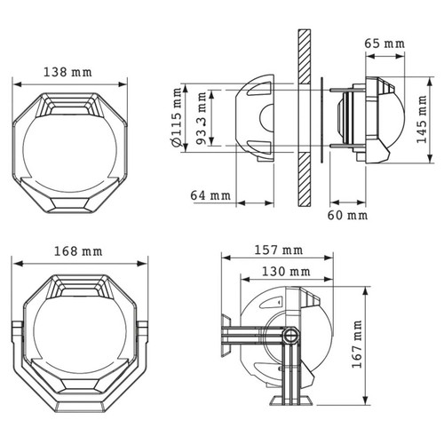 Sailboat Compass Bulkhead Mount 130mm RWB8071
