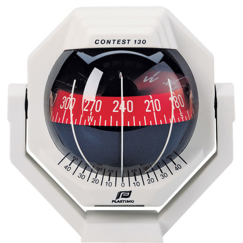 Contest 130 Sailboat Compass White, Bracket Mount, Red Card Contest 130 Sailboat Compass White, Bracket Mount, Red Card