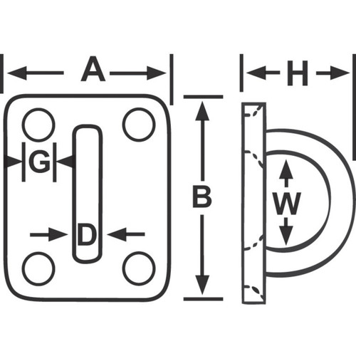 A 40mm
B 50mm
H 33mm
W 20mm
G 5mm
