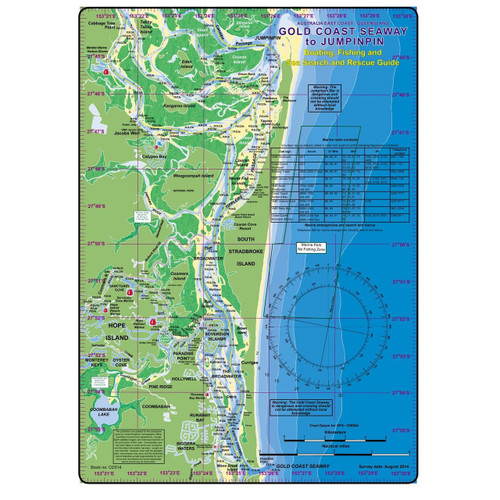 Chart - Laminated Mini Boating Guide Gold Coast - Manly