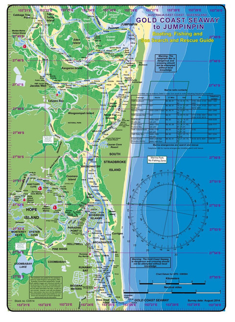 Chart - Laminated Mini Boating Guide Gold Coast - Manly