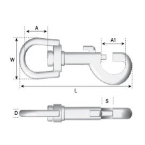 Snap Bolt Clip - Stainless Steel 5mm Dimensions Snap Bolt Clip - Stainless Steel 5mm Dimensions