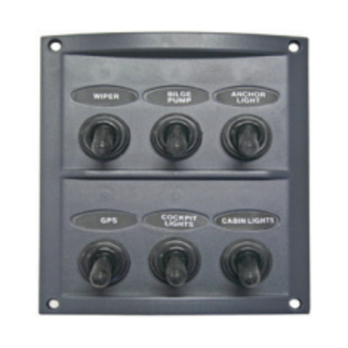 Switch Panel Grey 6 switch. 120mm L x 105mm W