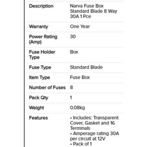 Fuse Box Standard Blade 8 Way 54424BL