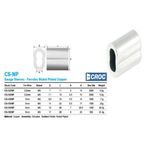 Swage Sleeve Ferrule 5mm CS-150NP