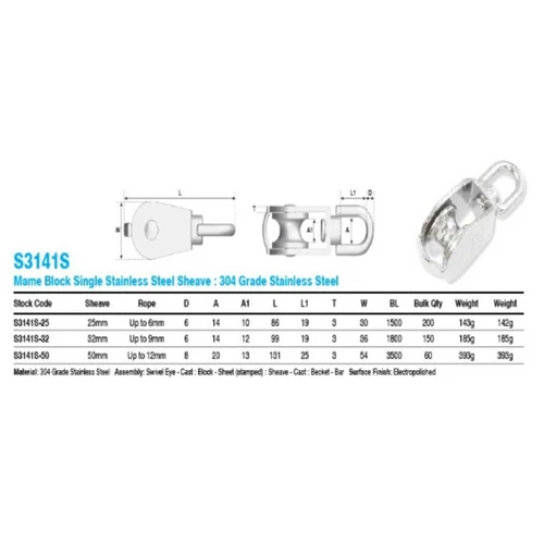 Block Mame Single Sheave 32mm SS-3141S-32