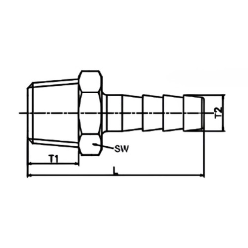 Brass hose barb 3/16" x 1/4" HC18