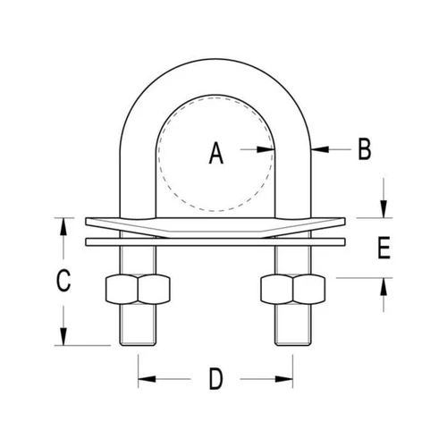 Stepped U Bolt 77 x 9.5mm w/ 3" Studs RF547