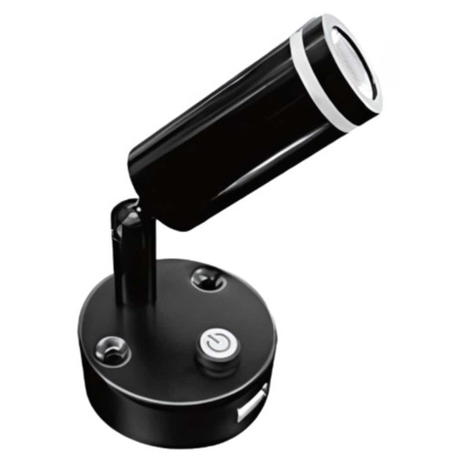 Light Cabin 12v Bunk Black w USB 12176CS-BLK-USB