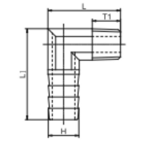 Brass 90° Male Hose Connector 1/4 - 1/2inch PS256-V