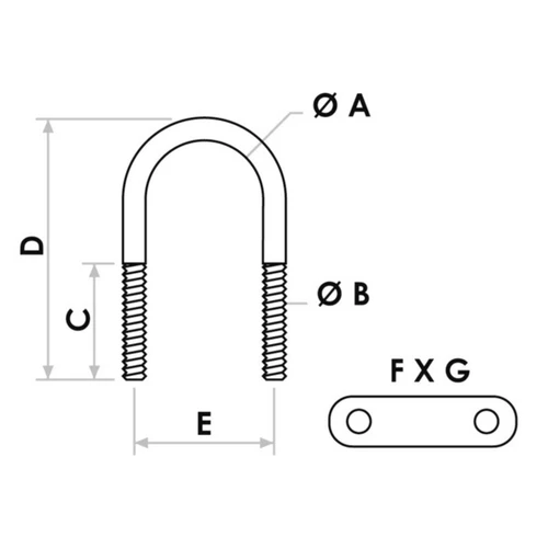 U Bolt w/ Two Plates 70 x 20mm 39.125.00