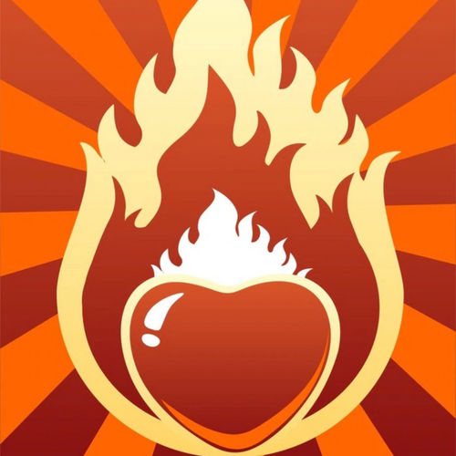 Graphic from bottle label:
Illustration of a heart on fire
