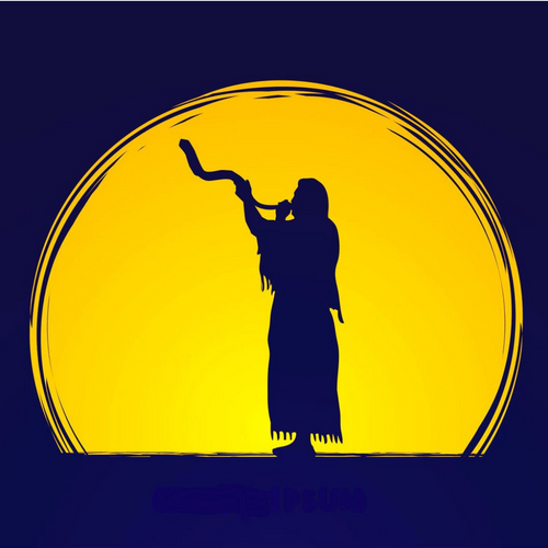 Graphic from bottle label:
Illustration of a man blowing a shofar