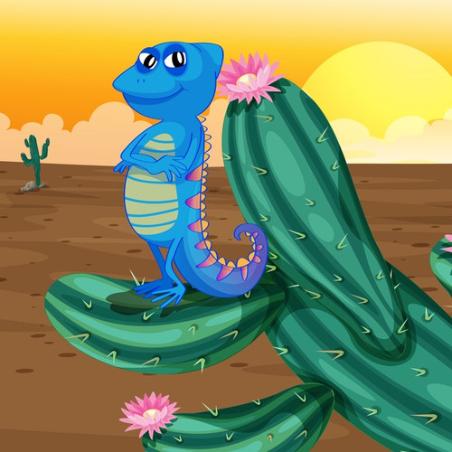 Graphic from bottle label:
Illustration of a lizard on the branch of a cactus