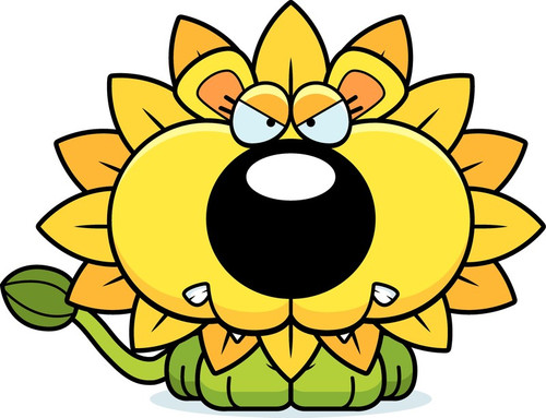 Anger Management flower essence label illustration of a lion among flowers