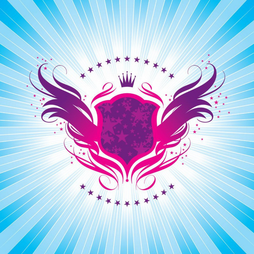 Graphic from bottle label:
Illustration of a shield with wings and a crown