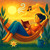 Graphic from bottle label: Woman relaxing in a hammock with a book, cup of coffee, and some tunes during the golden hour. 