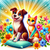 Graphic from bottle label: Dog with a bandage on the leg and a cat with a sling