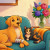 Recovery For Pets bottle label illustration showing a dog with a bandaged leg and a cat with a bandaged tail, recovering together at home.
