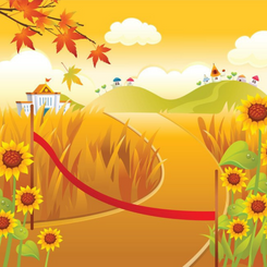 Graphic from bottle label:
Illustration of a finish line on a path through fields and sunflowers