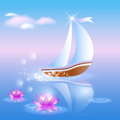 Graphic from bottle label:
Illustration of a sailboat on clear water