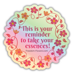 Mockup of "This is your reminder to take your essences!" sticker with flower border