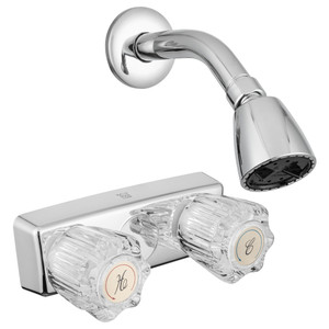 Dura Faucet Economical Shower Faucet and Shower Head with Arm - Crystal Acrylic Knobs (Chrome Polished)