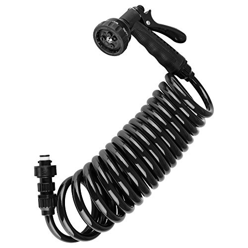 RV Exterior Quick Connect Sprayer & Hose Kit - Black 15-Foot Coiled Hose - Authentic Dura Faucet Replacement Hose for Exterior Sprayer Kits