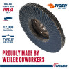 Weiler Tiger® Big Cat High Density 4-1/2" X 5/8"-11 40 Grit Type 27 Flap Disc