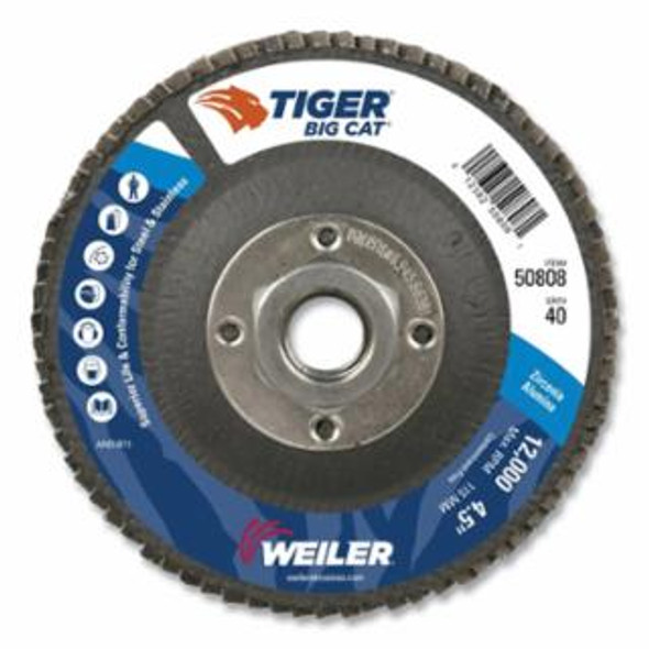 Tiger® Big Cat 4-1/2" X 5/8" - 11" 40 Grit Type 27 Flap Disc