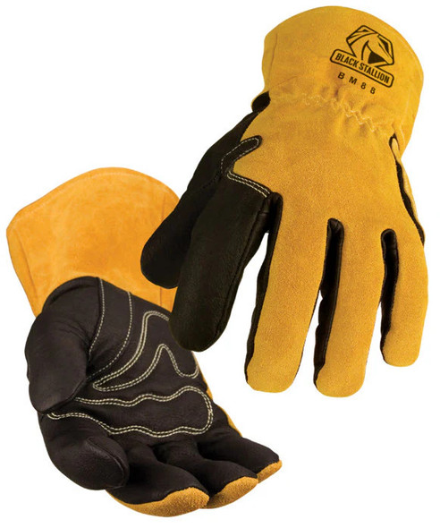 Black Stallion BSX® Large Premium Pigskin & Cowhide Fully Lined and padded Mig Glove