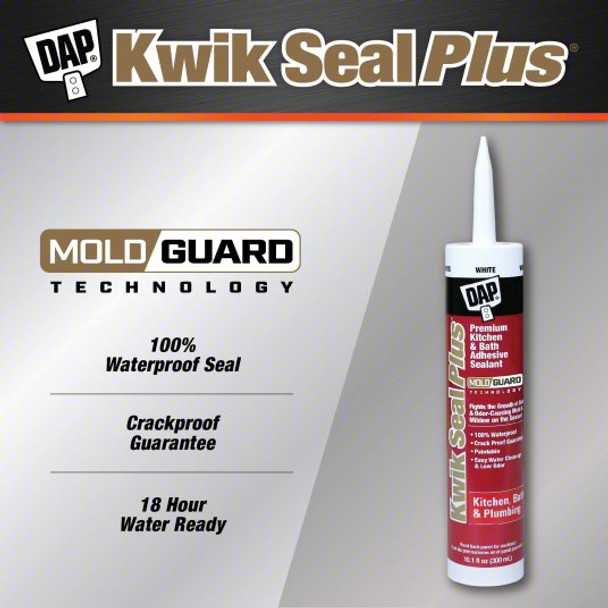 DAP Kwik Seal Plus 10.1 Oz. Brighter White Premium Kitchen & Bath Adhesive Sealant