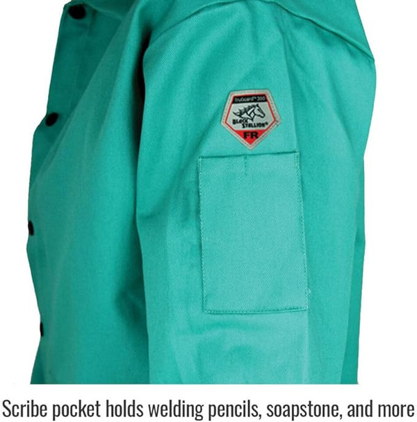 Black Stallion® Medium TruGuard™ 200 Green Cotton Flame Resistant Jacket With Snap Closure
