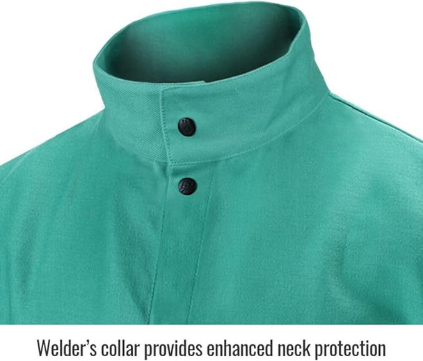 Black Stallion® Large TruGuard™ 200 Green Cotton Flame Resistant Jacket With Snap Closure