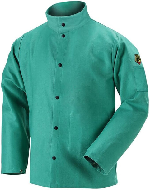 Black Stallion® Large TruGuard™ 200 Green Cotton Flame Resistant Jacket With Snap Closure