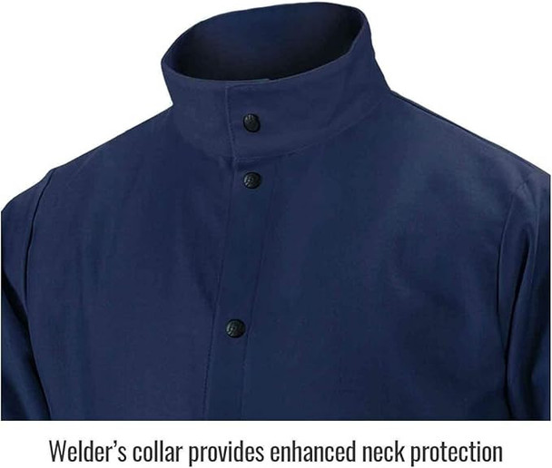 Black Stallion® Medium TruGuard™ 200 Navy Cotton Flame Resistant Jacket With Snap Closure