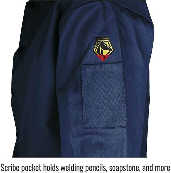 Black Stallion® 4X-Large TruGuard™ 200 Navy Cotton Flame Resistant Jacket With Snap Closure