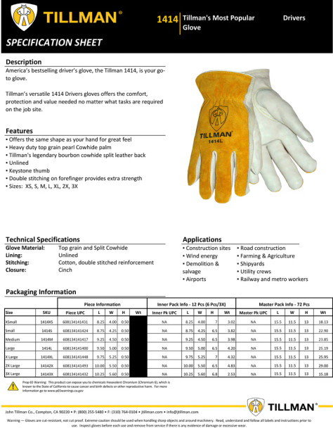 Tillman® Medium Pearl Top Grain Cowhide Unlined Drivers Gloves