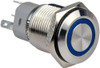 12mm 12V Ring Light Self-Lock Non-Momentary Metal Push-Button Switch - Blue Light