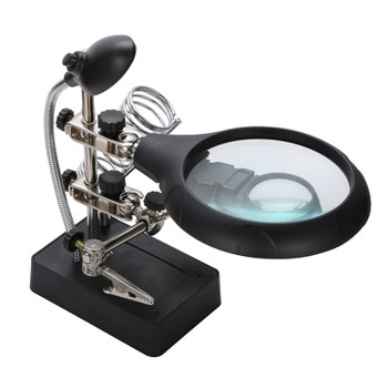 Hobby Magnifying Glass with Light Helping Hands Station with Led Light - 4X  Free Magnifier Stand with Clamp and Clips - for Soldering, Assembly