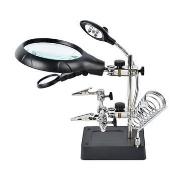 Welding Magnifying Glass With LED Light, 2.5X-10X Lens, Auxiliary Clip