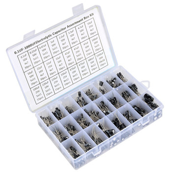 500pcs 0.1uF-1000uF 16V-50V 24 Values Electrolytic Capacitor