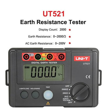 UT521 LCD Digital Earth Ground Resistance Tester AC Voltage Meter 0-2000Ω