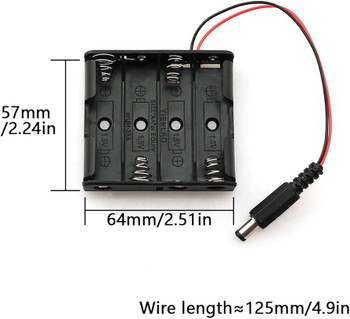 4 X AA Plastic Battery Holder with DC Jack