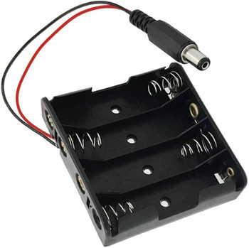 4 X AA Plastic Battery Holder with DC Jack