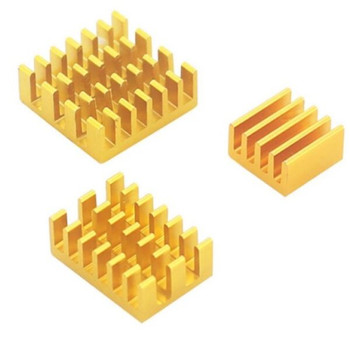 Gold 3 in 1 Raspberry Pi 4B Aluminium Heat Sink Set