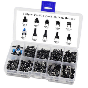180pcs Micro Momentary Tactile Push Button Switch Kit
