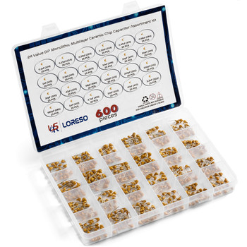 600pcs 24-Type Ceramic Capacitor Assortment Kit, SMD MLCC Capacitors (10pF~10uF), 50V