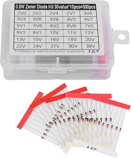 (300PCS) 0.5W Zener Regulator Diode 2V0-39V Kit